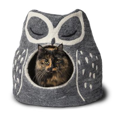 Wool Pet Cave, Owl, Grey